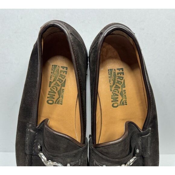 Salvatore Ferragamo Geneva Brown Shoes Gancini Silver Bit Loafers Mens Sz 9.5 EE - Picture 11 of 11